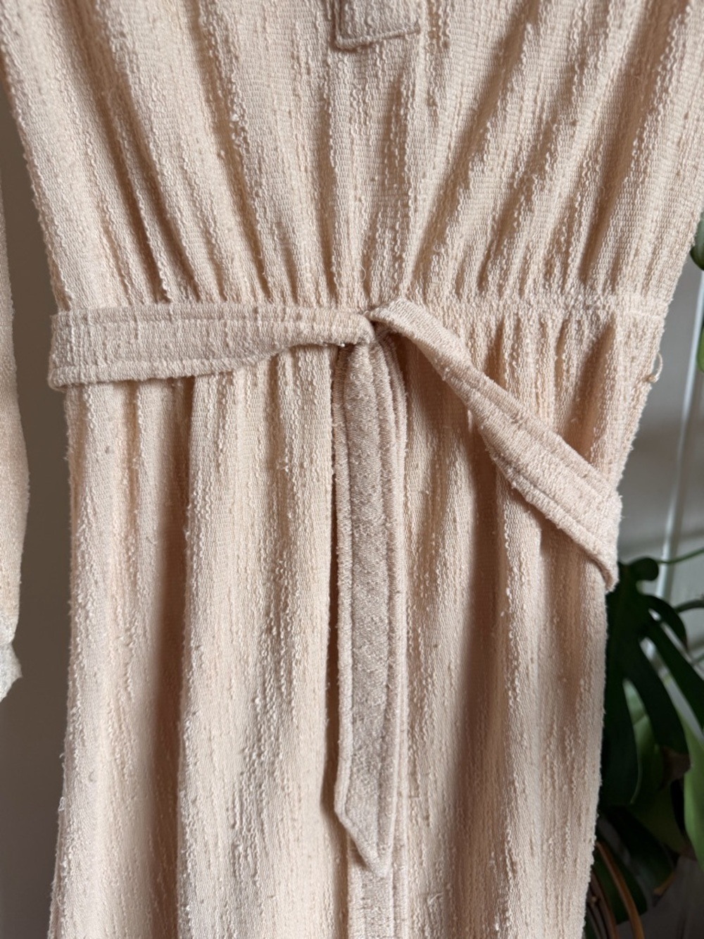 Vintage Lanvin Beige Cream Long-Sleeve Dress with Tie Waist - Picture 5 of 6